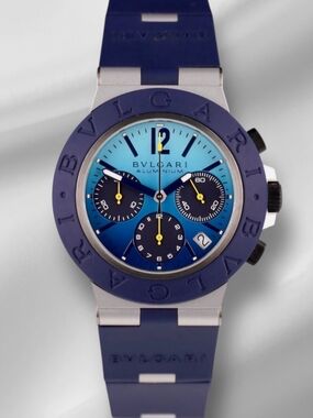 Bulgari Blue Rubber Watch Strap Replacement - Navy Blue